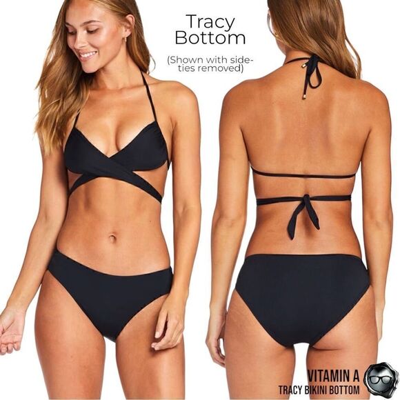VITAMIN A SWIM TRACY FULL COVERAGE BIKINI BOTTOM IN BLACK ECOLUX SIZE XL NEW NWT - Picture 7 of 12